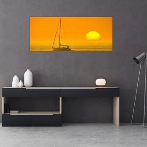 Tablou - Barca în mijlocul mării (120x50 cm)