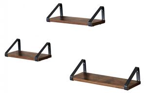 Set 3 Rafturi/Polițe de Perete Rustic Maro Jayla – Lemn Decorativ 30 cm | 35 cm | 40 cm pentru Living, Bucătărie & Dormitor