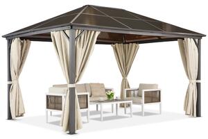 Milos 3x4m foișor de grădină cu perdele crem Garden Point