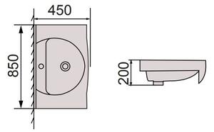 Comad lavoar 85x49 cm dreptunghiular mobilier alb luciu UM- CFP 85( YS27201-85)