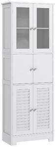 HOMCOM Dulap pentru Baie cu 3 Uși Duble din Lemn 60x30x170.5 cm, Alb | Aosom Romania