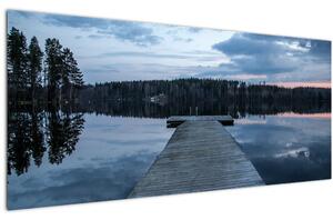 Tablou - Ponton de lemn, lac (120x50 cm)