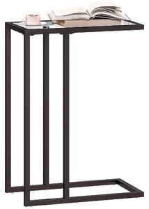 HOMCOM Măsuță de Cafea în Formă de C din Sticlă și Oțel, 46x25x63.5 cm, Negru | Aosom Romania