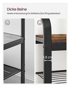 Cuier cu bancuta si suport pantofi Model Felix, Maro Rustic/Negru, 33.7x84x183 cm