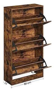 Dulap Pantofi Model Caden, Maro rustic , 60x24x120 cm
