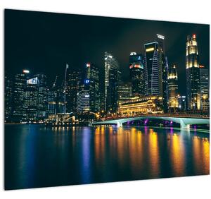 Tablou pe sticlă - Singapore noaptea (70x50 cm)