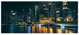 Tablou - Singapore noaptea (120x50 cm)