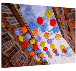 Tablou pe sticlă - Umbrele colorate (70x50 cm)