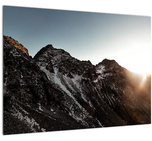 Tablou pe sticlă - Lanț de munți stâncos (70x50 cm)