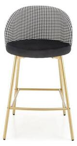 Scaun bar H113, negru/gri/auriu, stofa catifelata/otel, 47x55x85 cm