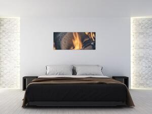 Tablou - Lemn în foc (120x50 cm)