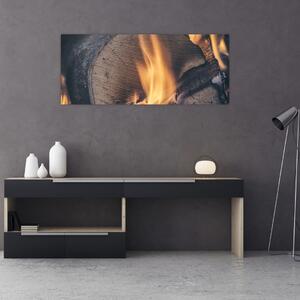 Tablou - Lemn în foc (120x50 cm)