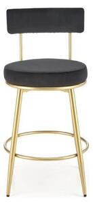Scaun bar H115, negru/auriu, stofa catifelata/otel, 45x54x90 cm