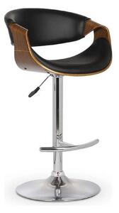 Scaun bar H100, negru/nuc, piele ecologica/otel, 53x50x88/109 cm