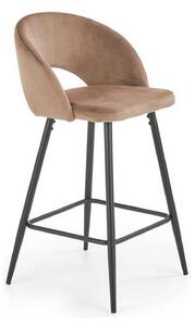 Scaun bar H96, bej/negru, stofa catifelata/otel, 48x49x89 cm