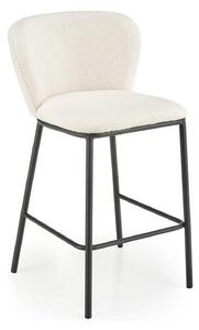 Scaun bar H119, crem/negru, stofa buclata/otel, 54x53x92 cm