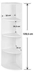 Biblioteca Vasagle, Model Spencer, 129.5x30x30 cm, Alb