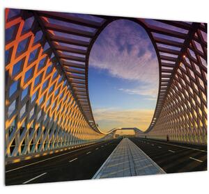 Tablou pe sticlă - Pod cu arhitectură modernă (70x50 cm)