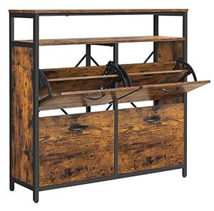 Dulap Pantofi Model Jacob, Negru, 98.3x30x96.5 cm