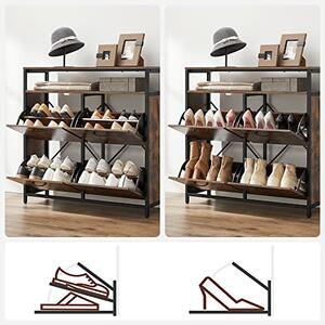 Dulap Pantofi Model Jacob, Negru, 98.3x30x96.5 cm