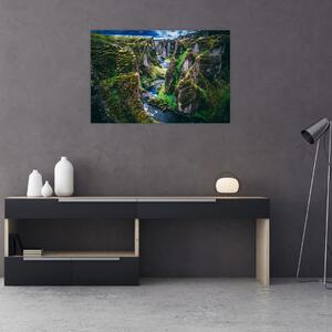 Tablou - Râu într-o vale stâncoasă (90x60 cm)
