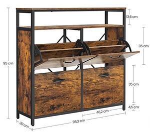 Dulap Pantofi Model Jacob, Negru, 98.3x30x96.5 cm
