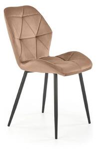 Scaun K453, bej/negru, stofa catifelata/metal, 48x53x86 cm