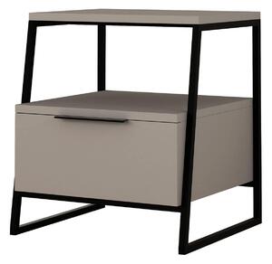 Noptiera, bej/negru, PAL melaminat/metal, 45x40x50 cm