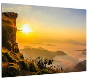 Tablou pe sticlă - Ceața de dimineață în vale (70x50 cm)