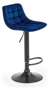 Scaun bar H95, albastru/negru, stofa catifelata/otel, 43x44x84/106 cm