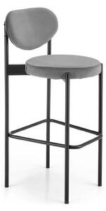 Scaun bar H108, gri - Bluvel 14/negru, stofa catifelata/otel, 42x48x92