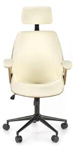 Scaun de birou IGNAZIO, crem/nuc, placaj indoit/piele ecologica, 62x70