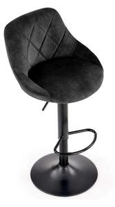 Scaun bar H101, negru, stofa catifelata/otel, 47x45x84/106 cm