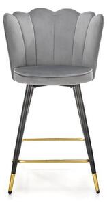 Scaun bar H106, gri/negru, stofa catifelata/otel, 55x58x96 cm
