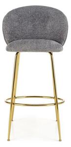 Scaun bar H116, gri/auriu, stofa bucle/otel, 50x59x101 cm
