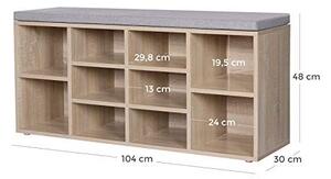 Banca cu suport pantofi Model Kace, Natural / Gri, 104x30x48 cm