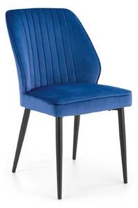 Scaun tapitat K432, albastru, stofa catifelata, 48x57x85 cm