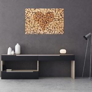 Tablou - Inima din lemn (90x60 cm)