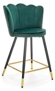 Scaun bar H106, verde/negru, stofa catifelata/otel, 58x58x96 cm