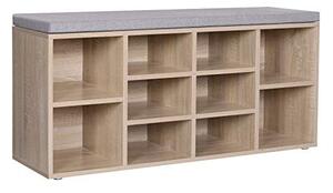 Banca cu suport pantofi Model Kace, Natural / Gri, 104x30x48 cm