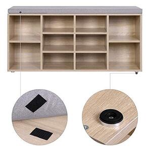 Banca cu suport pantofi Model Kace, Natural / Gri, 104x30x48 cm