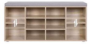 Banca cu suport pantofi Model Kace, Natural / Gri, 104x30x48 cm