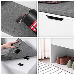 Pantofar bancuta hol cufar cu depozitare, Vasagle, Alb-Gri, 100x30x48 cm
