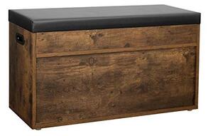 Banca cu suport pantofi Model Milan, Maro rustic / Negru, 80x44x30 cm