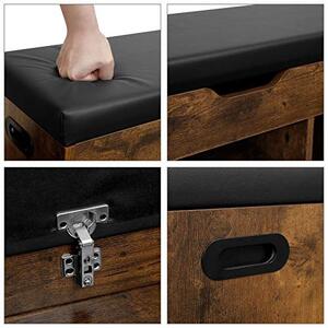 Banca cu suport pantofi Model Milan, Maro rustic / Negru, 80x44x30 cm