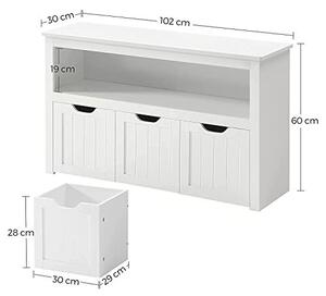 Banca hol cu cufar de depozitare Model Paisleigh, Alb, 102x30x60 cm