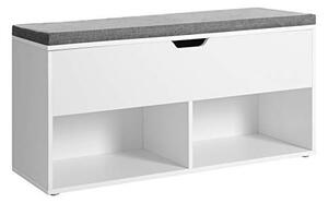 Pantofar bancuta hol cufar cu depozitare, Vasagle, Alb-Gri, 100x30x48 cm