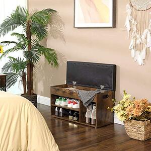 Banca cu suport pantofi Model Milan, Maro rustic / Negru, 80x44x30 cm