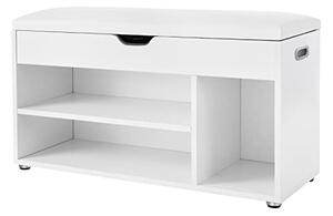Banca cu suport pantofi Model Cesar, Alb, 80x44x30 cm