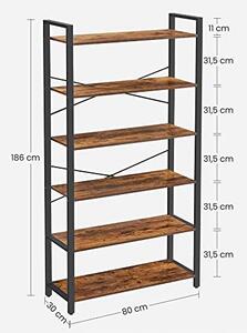 Raft cu 5 Polițe Model Duncan, Maro/Negru, 80x30x186 cm